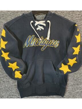J. America Michigan Wolverines Hoodie Sweatshirt XS Navy Yellow